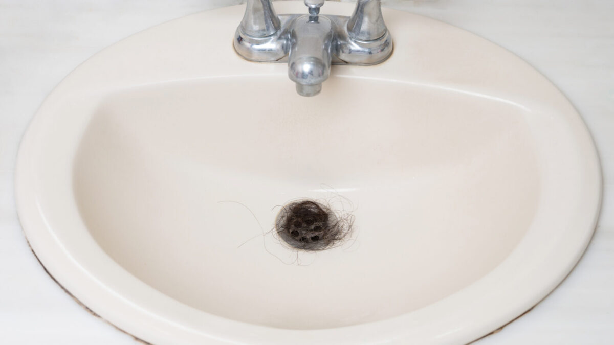 Nasty human hair in sink drain